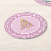 Rosa Joyoux Weihnachten Papierplatte Runder Pappuntersetzer (Angewinkelt)