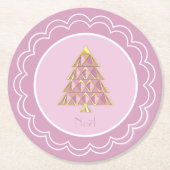 Rosa Joyoux Weihnachten Papierplatte Runder Pappuntersetzer (Vorderseite)
