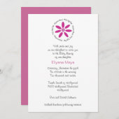 Rosa jüdische Baby-Benennung Einladung (Vorne/Hinten)