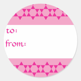 Rosa jüdische Sterne Geschenktasten Runder Aufkleber