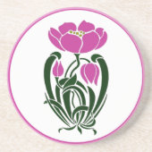 Rosa Jugendstil-Blume Sandstein Untersetzer (Vorne)