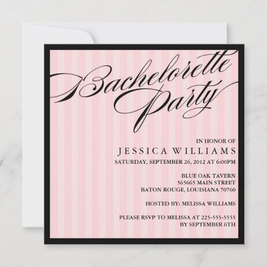 Rosa Junggeselinnen-Abschied Einladung (Vorderseite)