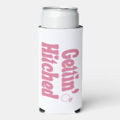 Rosa Junggeselinnen-Abschied "Gettin’ Hitched" Selters Dosenkühler (Seltzer Vorderseite)