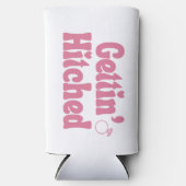 Rosa Junggeselinnen-Abschied "Gettin’ Hitched" Selters Dosenkühler (Vorderseite)