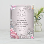 Rosa Junggeselinnen-Abschied mit Blumen und Schmet Einladung (Stehend Vorderseite)