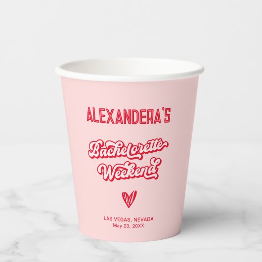Rosa Junggeselinnen-Abschied Pappbecher (Vorderseite)