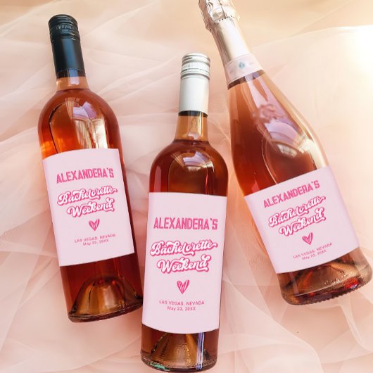 Rosa Junggeselinnen-Abschied Weinetikett