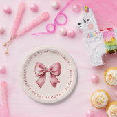 Rosa Junggesellinnen-Abschiedsparty Rote Schleife  Pappteller (Party)