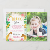 Rosa Jungle Tiere Foto Geburtstag Danke Karte (Vorderseite)