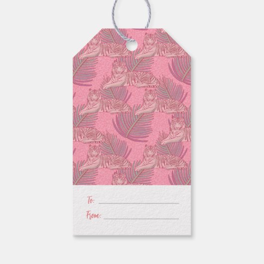 Rosa Jungle Tiger Pattern Geschenkanhänger (Rückseite)