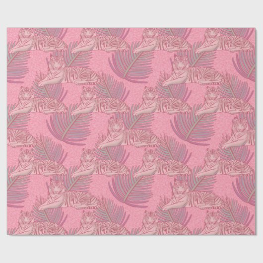 Rosa Jungle Tiger Pattern Geschenkpapier (Flach)