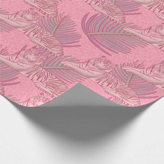 Rosa Jungle Tiger Pattern Geschenkpapier (Ecke)