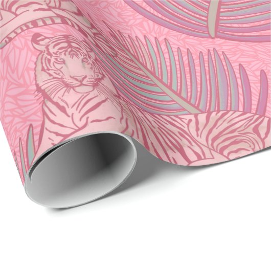 Rosa Jungle Tiger Pattern Geschenkpapier (Rolleneckpunkt)