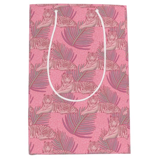 Rosa Jungle Tiger Pattern Mittlere Geschenktüte (Vorderseite)
