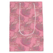 Rosa Jungle Tiger Pattern Mittlere Geschenktüte (Rückseite)