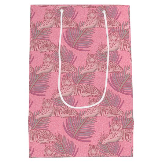 Rosa Jungle Tiger Pattern Mittlere Geschenktüte (Rückseite)