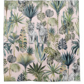 Rosa Jungle Weiße Tiger Duschvorhang (Vorderseite)