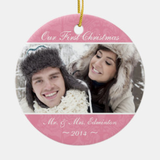 Rosa Jungvermählten-erste Weihnachtsverzierung Keramikornament