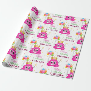 Rosa Kackend Emoji Prinzessin Geburtstagspartei Geschenkpapier