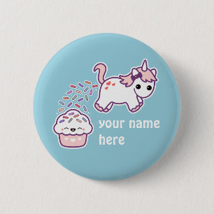 Rosa kackender Unicorn Button