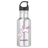 Rosa kackender Unicorn Trinkflasche (Vorderseite)