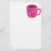 Rosa Kaffeetasse Chef-Damen- Briefpapier (Vorne/Hinten)