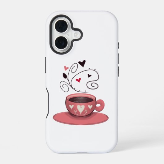 Rosa Kaffeetasse iPhone 16 Hülle (Rückseite)