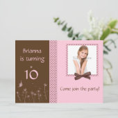 Rosa Kakaodoten Foto Einladung (Stehend Vorderseite)