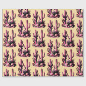 Rosa Kakteen- Batch-Tan Hintergrund Geschenkpapier (Flach)