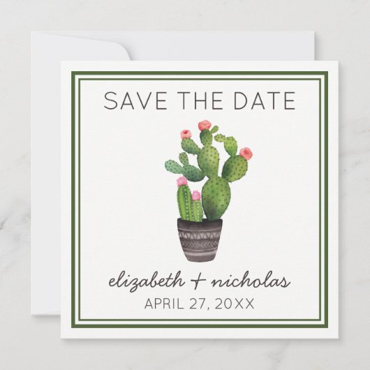 Rosa Kakteen Save The Date (Vorderseite)