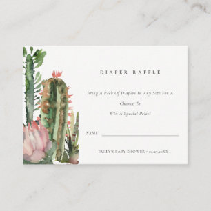 Rosa Kaktus-Blatt-Diaper-Raffle Baby Shower Begleitkarte