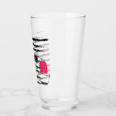 Rosa Kaktus gestreiftes Monogramm Glas (Links)