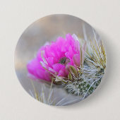 Rosa Kaktusblüte Button (Vorderseite)