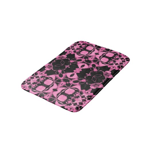 Rosa Kaleidoskop mit Schwarz Badematte (Schrägansicht)