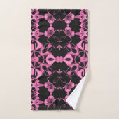 Rosa Kaleidoskop mit Schwarz Badhandtuch Set (Handtuch)