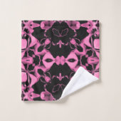 Rosa Kaleidoskop mit Schwarz Badhandtuch Set (Waschlappen)