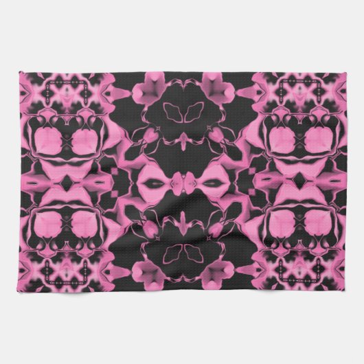 Rosa Kaleidoskop mit Schwarz Geschirrtuch (Horizontal)