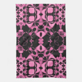 Rosa Kaleidoskop mit Schwarz Geschirrtuch (Vertikal)
