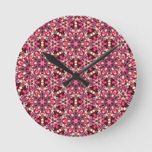 Rosa Kaleidoskop Runde Wanduhr