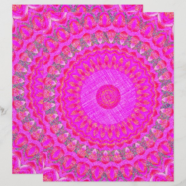 Rosa Kaleidoskop-Schrappbuchpapier 2-seitig bedruc (Vorne/Hinten)