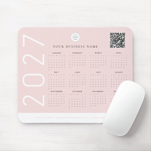 Rosa Kalender 2027 Business Logo Mousepad (Mit Mouse)