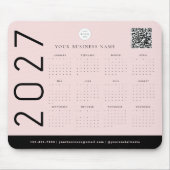 Rosa Kalender 2027 Business Logo QR Code Mousepad (Vorne)