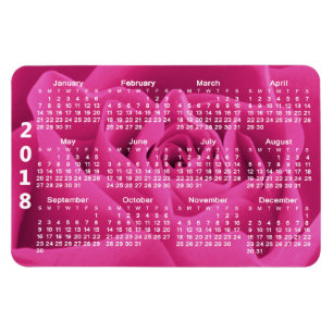 Rosa Kalender der Rosen-Blumenblatt-2018 Magnet