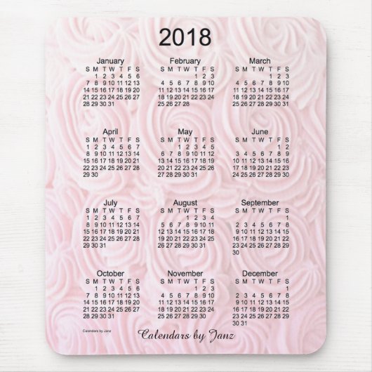 Rosa Kalender des Zuckerguss-2018 durch Janz Mousepad (Vorne)