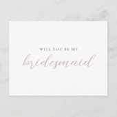 Rosa Kalligrafie - Bridesmaid - Vorschlag Card Einladungspostkarte (Vorderseite)