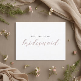 Rosa Kalligrafie - Bridesmaid - Vorschlag Card Einladungspostkarte