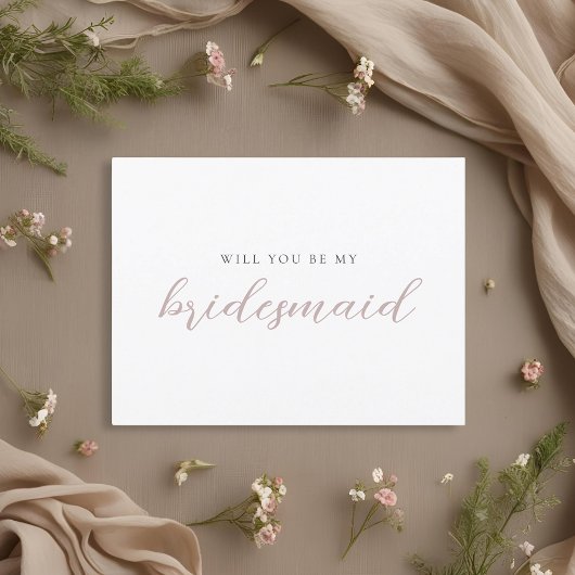 Rosa Kalligrafie - Bridesmaid - Vorschlag Card Einladungspostkarte