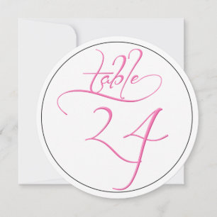Rosa Kalligrafie-Schrift Runde Tischnummer 24 Kart