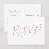 Rosa Kalligraphie Hochzeit RSVP Postkarten (Vorne/Hinten)