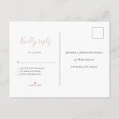 Rosa Kalligraphie Hochzeit RSVP Postkarten (Rückseite)